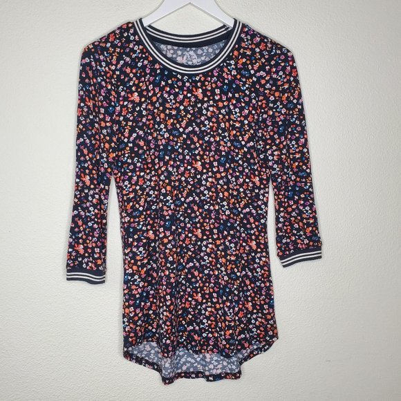 Maurices Tops - Maurices Black Pink Long Sleeve Floral Tunic